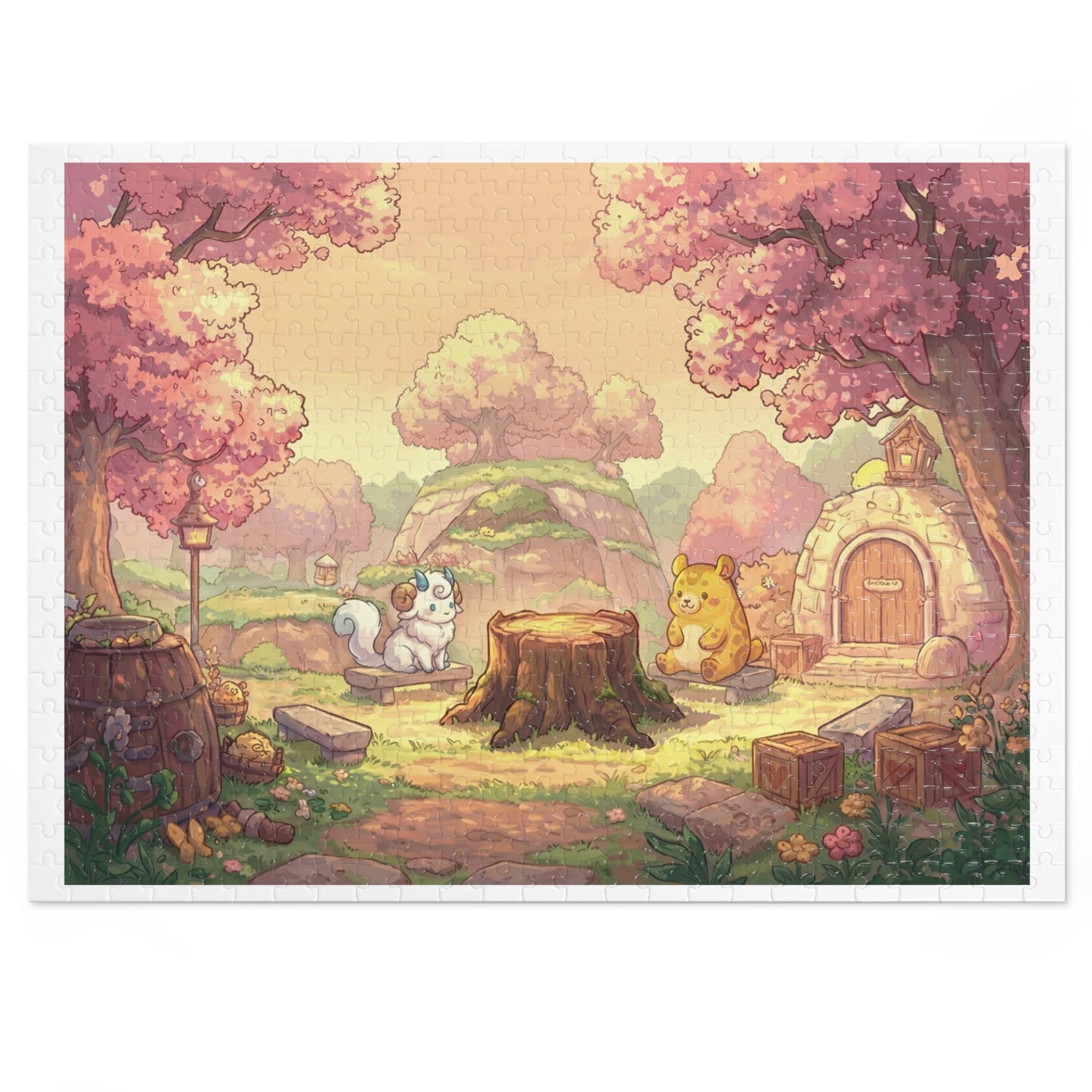 Build a woodland puzzle stage and display your favorite figures – 500 Pieces (Tin Box)