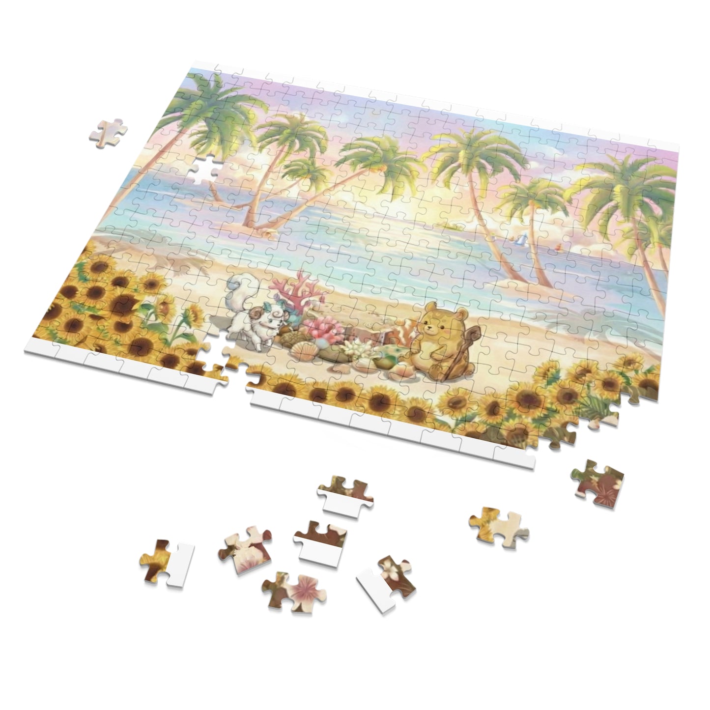 Build a summer beach puzzle stage and display your favorite figures – 252 Pieces (Tin Box)