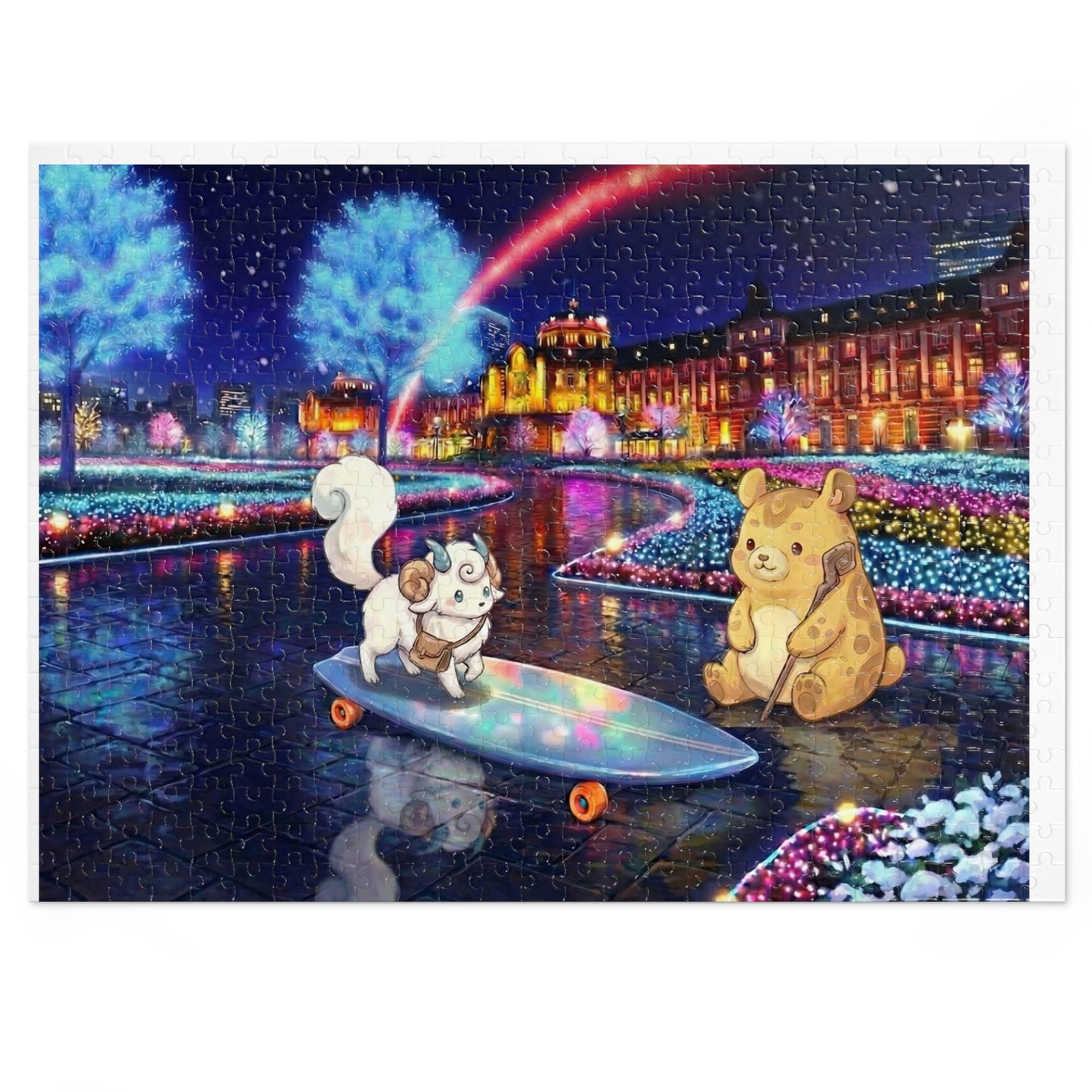 Build a night city puzzle stage and display your favorite figures – 500 Pieces (Tin Box)
