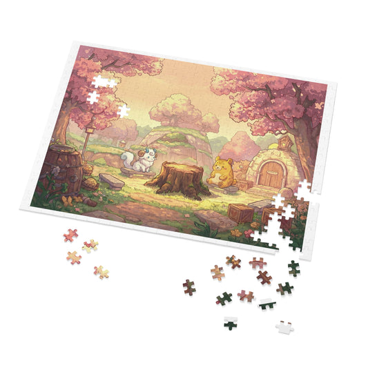 Build a woodland puzzle stage and display your favorite figures – 500 Pieces (Tin Box)