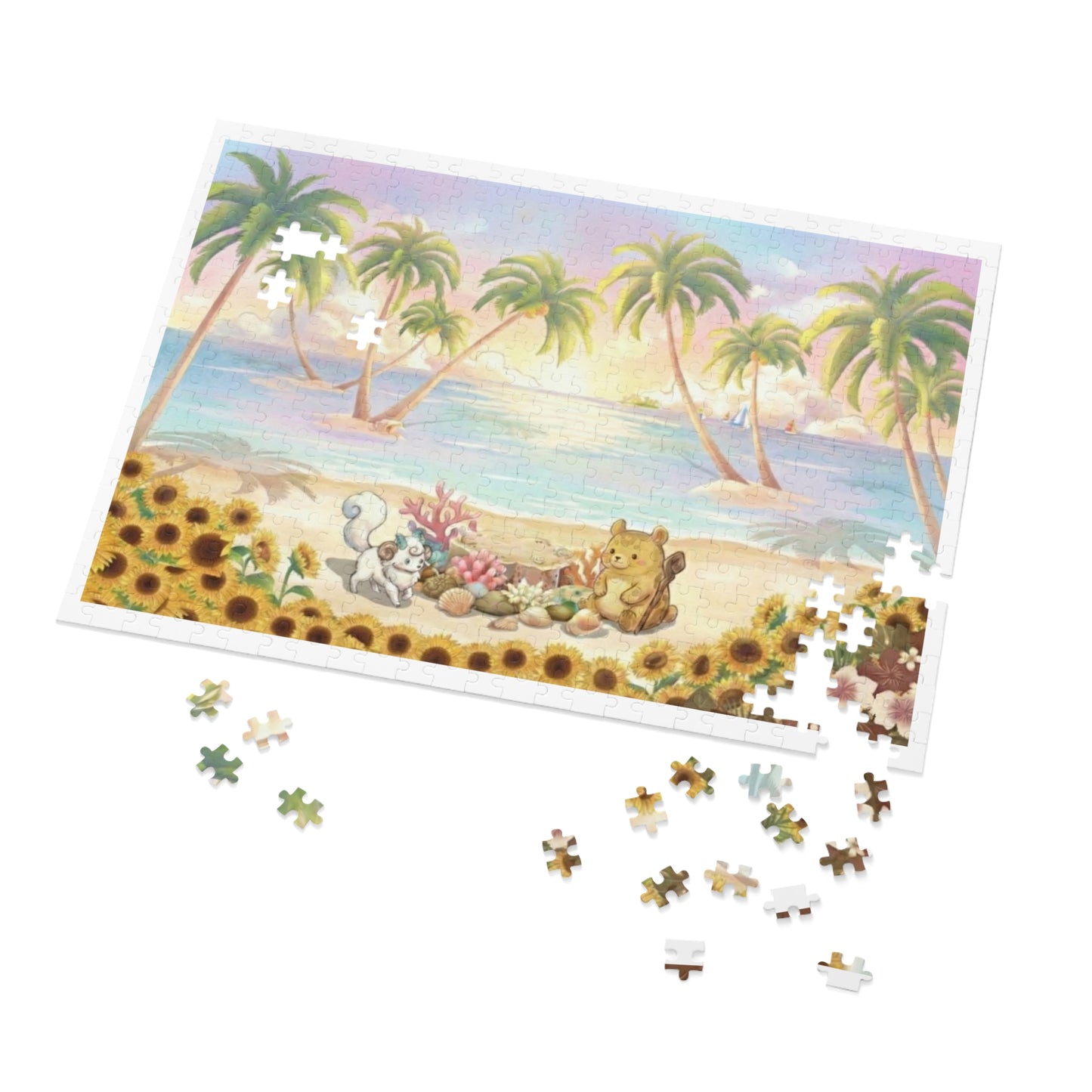 Build a summer beach puzzle stage and display your favorite figures – 500 Pieces (Tin Box)