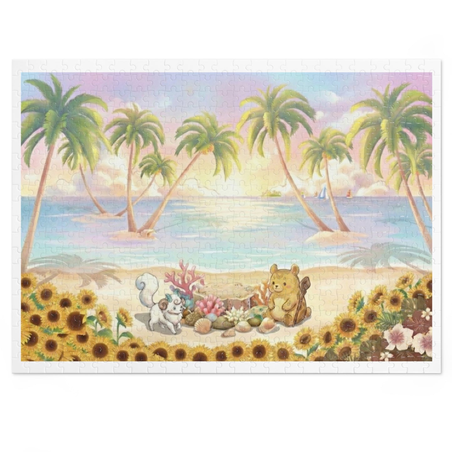 Build a summer beach puzzle stage and display your favorite figures – 500 Pieces (Tin Box)